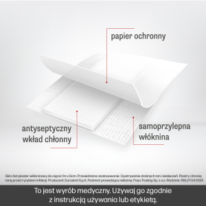 Skin_Aid_plaster włókninowy do cięcia_1x8_plaster włókninowy 1m x 8 cm, plaster na skaleczenia, plaster włókninowy do opatrywania ran, opatrunek na cięcia, plaster ochronny medyczny