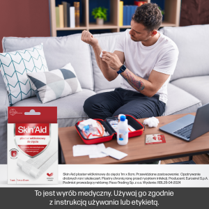 Skin_Aid_plaster włókninowy do cięcia_1x8_plaster włókninowy, plaster do opatrywania cięć i ran, plaster włókninowy do cięcia, plaster na otarcia, włókninowy plaster ochronny
