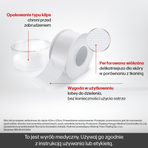 Skin_Aid_przylepiec włókninowy_4,5 x 2,5 idealny do codziennego stosowania na drobne uszkodzenia skóry, skaleczenia i rany.