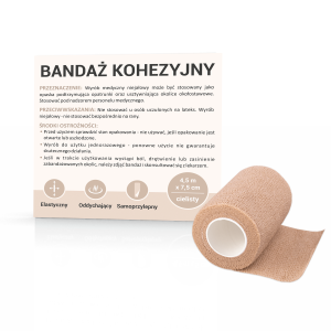 Bandaż kohezyjny CIELISTY 4,5 m x 7,5 cmBandaż samoprzylepny, elastyczny, stawy, mięśnie, zabezpieczenie przed urazami, bandaż sportowy, rehabilitacja, kontuzje, opatrunki, ochrona stawów
