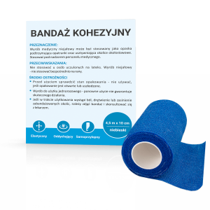 Bandaż kohezyjny NIEBIESKI 4,5 m x 10 cm  Bandaż elastyczny, samoprzylepny, na stawy, kontuzje, bandaż medyczny, rehabilitacja, sport, bandaż na urazy, zabezpieczenie przed kontuzjami, bandaż ochronny