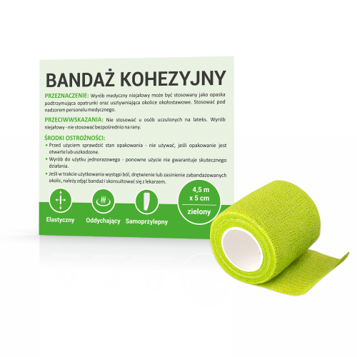 Bandaż kohezyjny CIELISTY 4,5 m x 5 cm idealny do stabilizacji stawów, zabezpieczenia kontuzji i wspomagania rehabilitacji. Ochrona przed urazami i wsparcie dla mięśni, bandaż medyczny do stosowania w sporcie, pierwszej pomocy