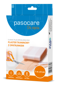 Pasocare Classic Plus hipoalergiczny plaster tkaninowy z opatrunkiem 1m x 8cm 1 szt.