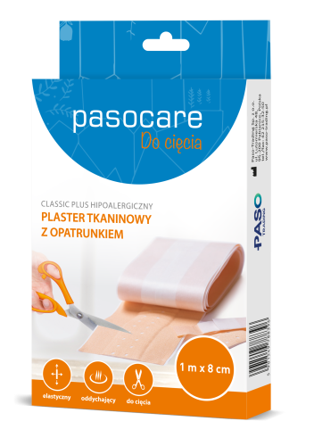Pasocare Classic Plus hipoalergiczny plaster tkaninowy z opatrunkiem 1m x 8cm 1 szt.
