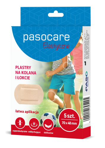 Pasocare elastyczne plastry na kolana i łokcie 5 szt., elastyczne plastry ochronne Pasocare na kolana, plastry na łokcie, plastry medyczne na stawy, plastry do sportu, rehabilitacja stawów