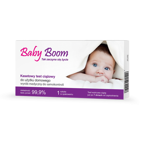 Baby Boom kasetowy test ciążowy 1 szt. szybki i dokładny test ciążowy kasetowy, do użycia domowego, szybki wynik, precyzyjny wynik. łatwy w użyciu